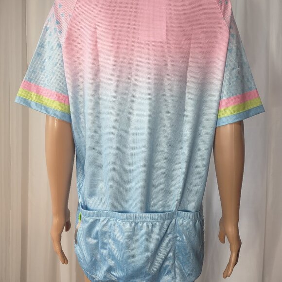 womens Oudike blue and pink 100% polyester cycling jersey. size xxxl - Picture 2 of 11
